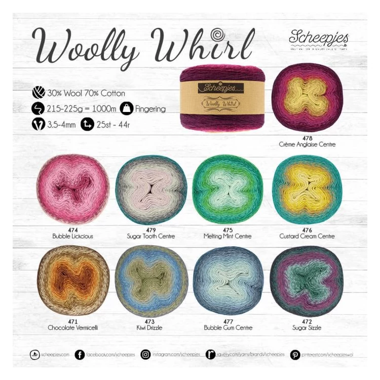 Scheepjes Woolly Whirl 471  Chocolate Vermicelli - pamut-gyapjú fonal - yarn cake - 03