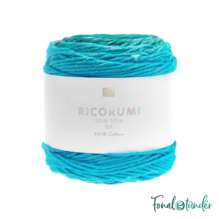 Ricorumi Spin Spin 009 Turquoise - türkiz színátmenetes pamut fonal - gradient cotton yarn - 03