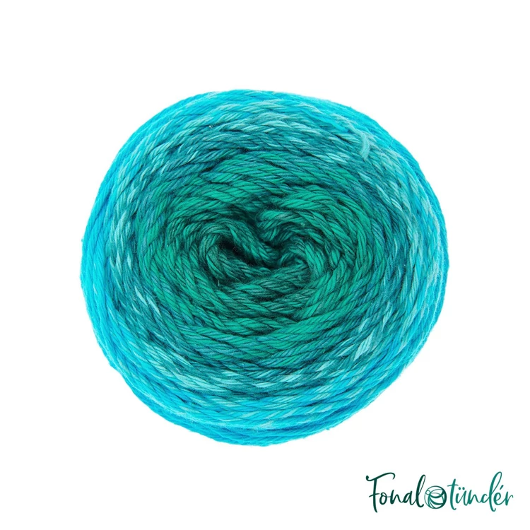 Ricorumi Spin Spin 009 Turquoise - türkiz színátmenetes pamut fonal - gradient cotton yarn