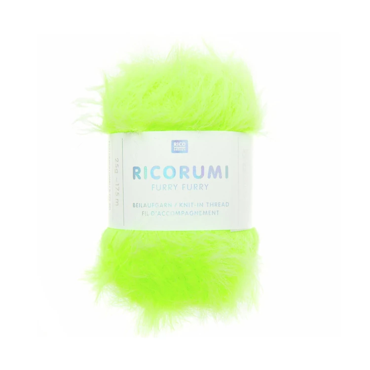 Ricorumi Furry Furry 017 Neon Green - faux fur carry-along yarn - zöld szőrös kísérőfonal