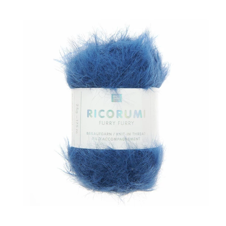 Ricorumi Furry Furry 020 Night Blue  - faux fur carry-along yarn - kék szőrös kísérőfonal