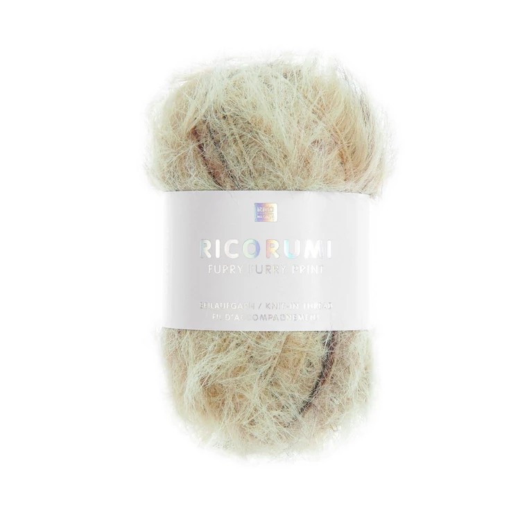Ricorumi Furry Furry Print 003 Beige - faux fur carry-along yarn - szőrös kísérőfonal