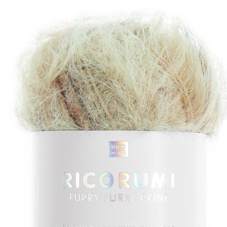 Ricorumi Furry Furry Print 003 Beige - faux fur carry-along yarn - szőrös kísérőfonal