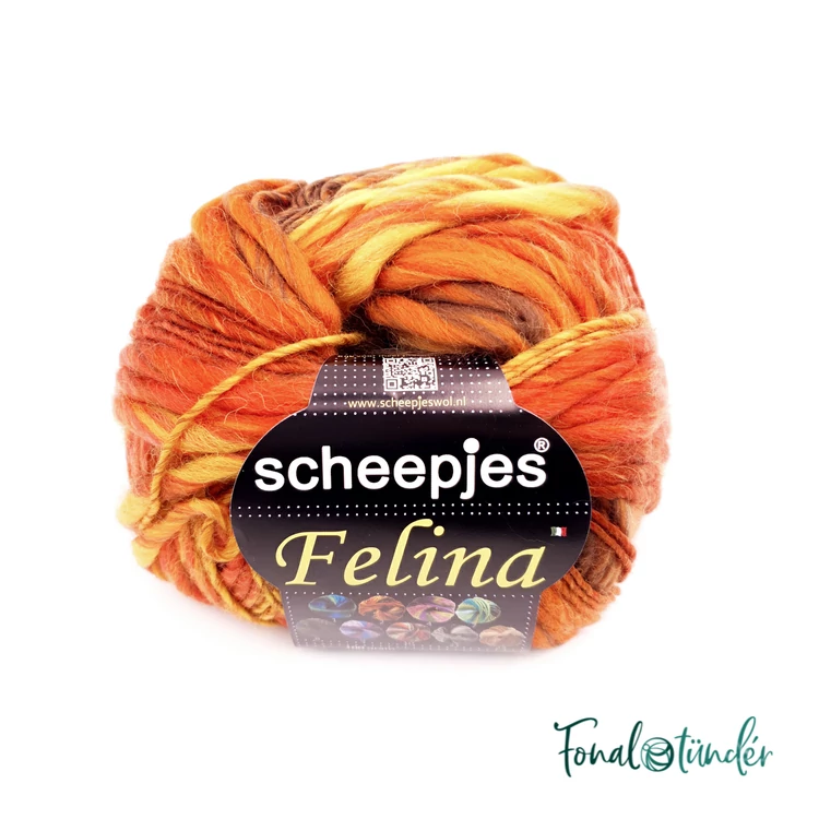 Scheepjes Felina 002 - narancs-barna színátmenetes gyapjú fonal