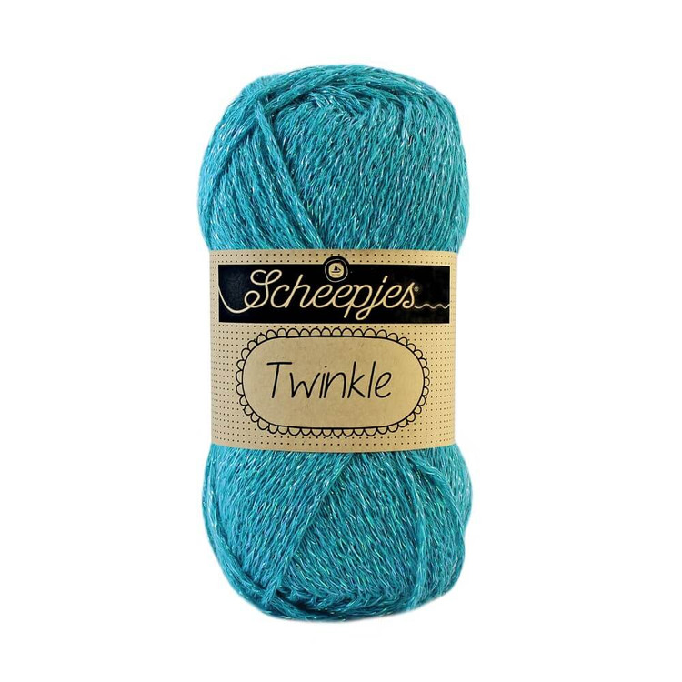 Scheepjes Twinkle 920 - türkizkék csillogó pamut fonal