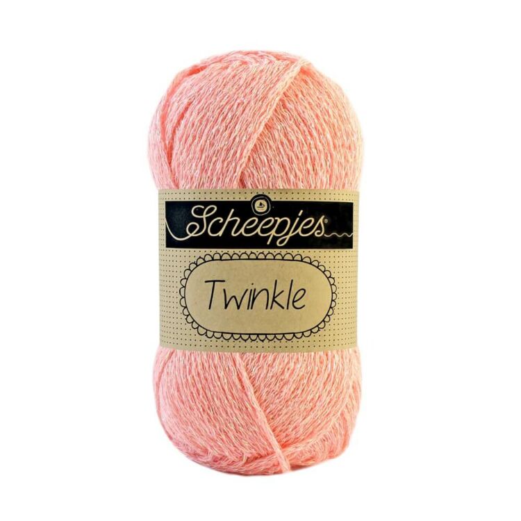 Scheepjes Twinkle 937 - csillogó rózsaszín pamut fonal - glittering peach-pink cotton yarn