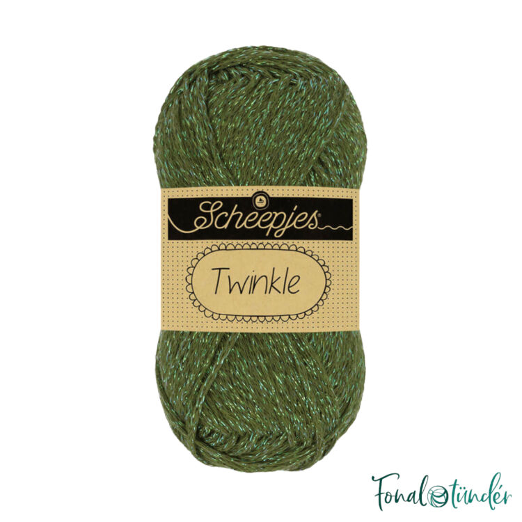 Scheepjes Twinkle 931 - csillogó zöld pamut fonal - glittering green cotton yarn