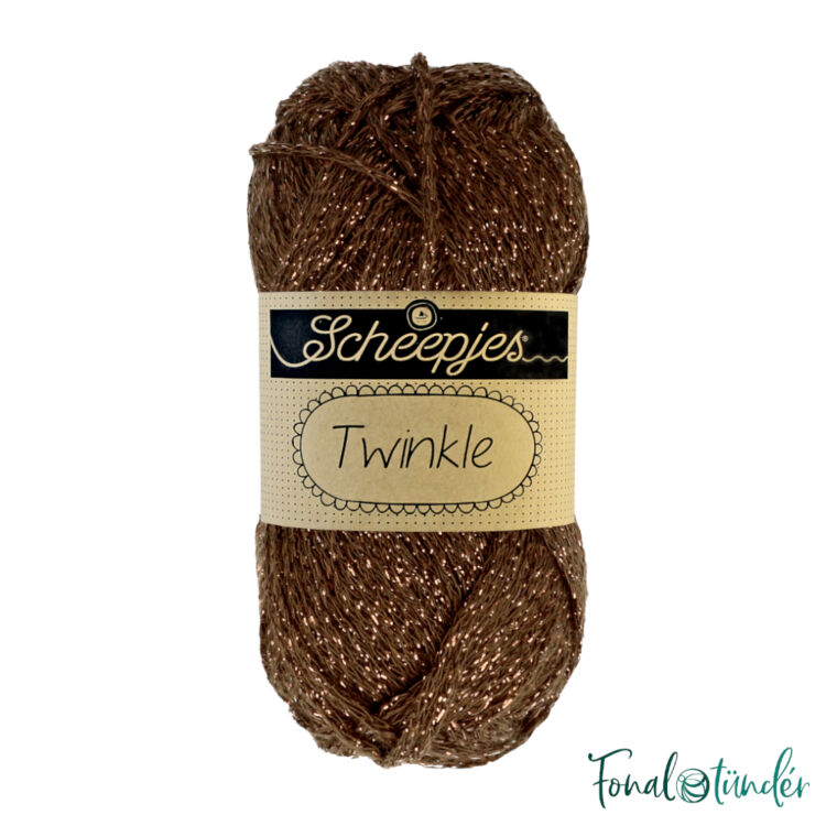 Scheepjes Twinkle 939 - csillogó csokibarna pamut fonal - glittering brown cotton yarn