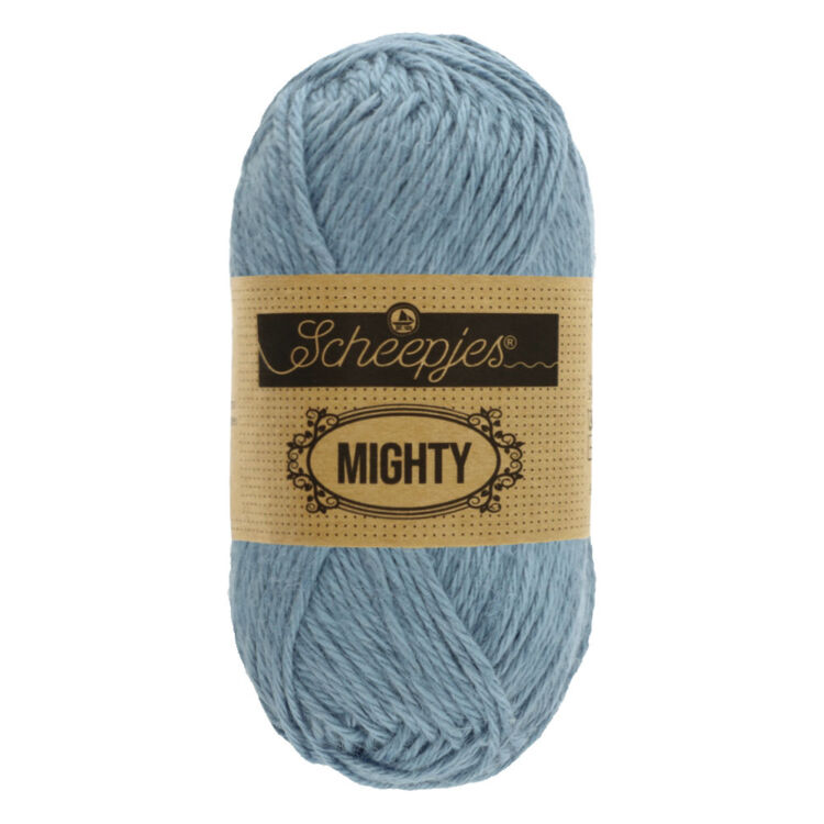 Scheepjes Mighty 756 River - szürkés-kék pamut-juta fonal - light blue yarn
