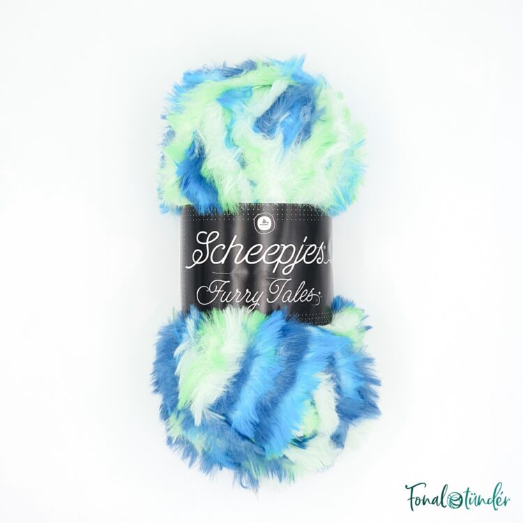 Scheepjes Furry Tales 990 Little Mermaid - kék-zöld bundás fonal - multi-colored fluffy yarn