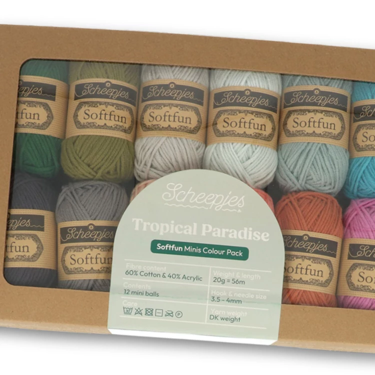 Scheepjes Softfun Color Pack - Tropical Paradise - 12 gombolyag fonal  - 12 balls of yarn