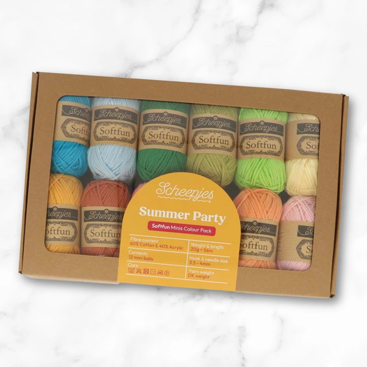 Scheepjes Softfun Color Pack - Summer Party - 12 gombolyag fonal  - 12 balls of yarn