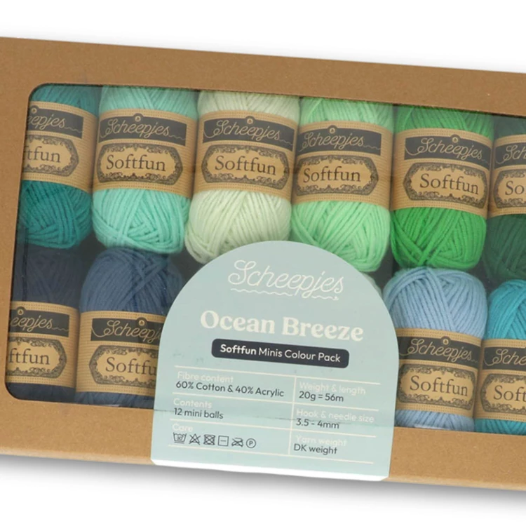 Scheepjes Softfun Color Pack - Ocean Breeze - 12 gombolyag fonal  - 12 balls of yarn