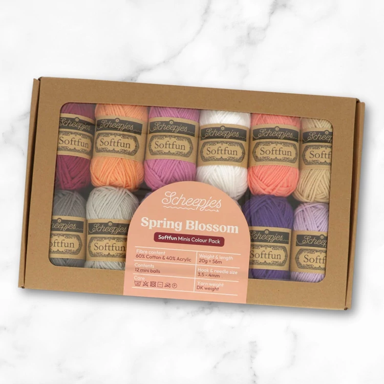 Scheepjes Softfun Color Pack - Spring Blossom - 12 gombolyag fonal  - 12 balls of yarn