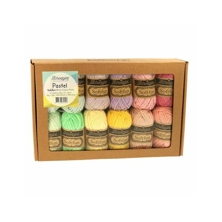 Scheepjes Softfun Color Pack - Pastel - 12 gombolyag fonal  - 12 balls of yarn
