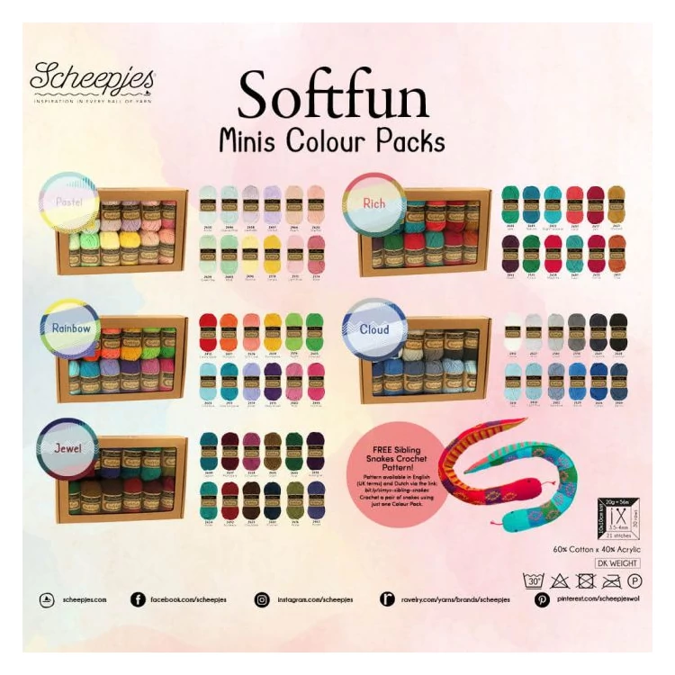 Scheepjes Softfun Color Pack - Cloud - 12 gombolyag fonal  - 12 balls of yarn
