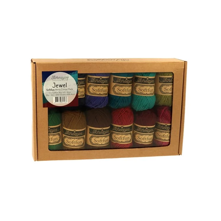 Scheepjes Softfun Color Pack - Jewel - 12 gombolyag fonal  - 12 balls of yarn