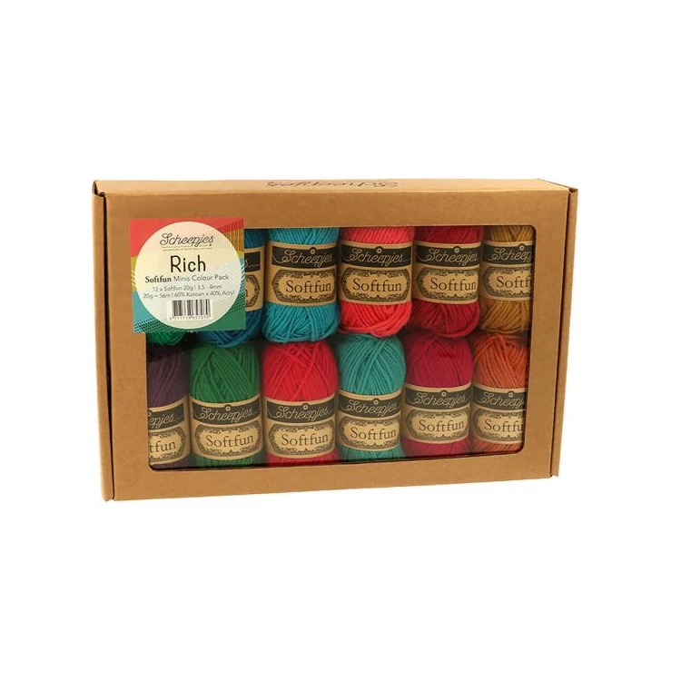 Scheepjes Softfun Color Pack - Rich - 12 gombolyag fonal  - 12 balls of yarn