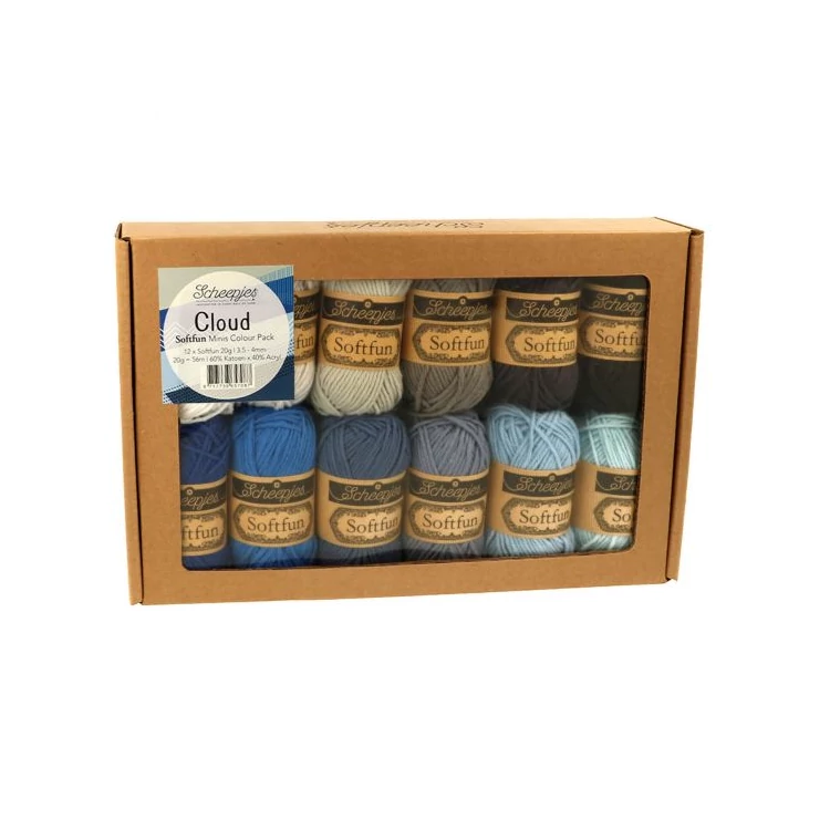 Scheepjes Softfun Color Pack - Cloud - 12 gombolyag fonal  - 12 balls of yarn