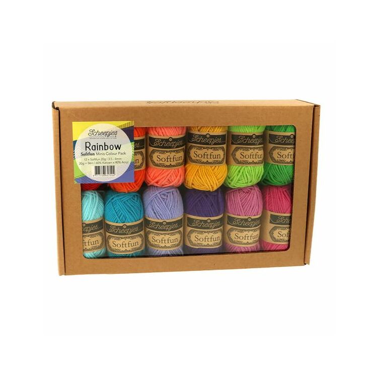 Scheepjes Softfun Color Pack - Rainbow - 12 gombolyag fonal  - 12 balls of yarn
