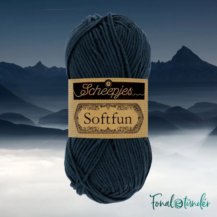 Scheepjes Softfun 2401 Prussian - blue - sötétkék - pamut-akril fonal - yarn blend - 02