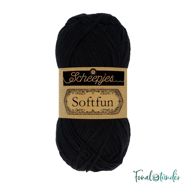 Scheepjes Softfun 2408 Black - fekete - pamut-akril fonal - yarn blend