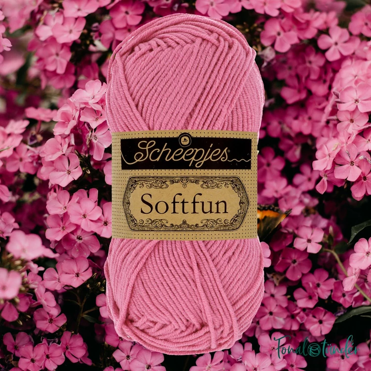 Scheepjes Softfun 2480 Pink - élénk rózsaszín - pamut-akril fonal - yarn blend