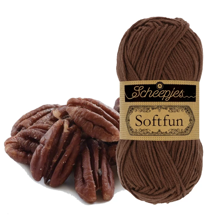 Scheepjes Softfun 2491 Pecan - brown - barna - pamut-akril fonal - yarn blend