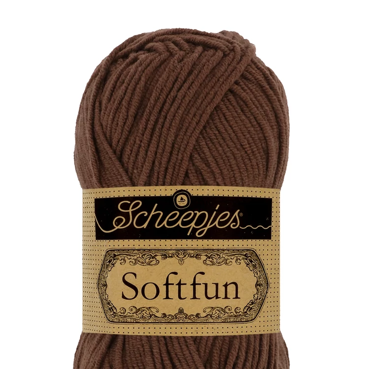 Scheepjes Softfun 2491 Pecan - brown - barna - pamut-akril fonal - yarn blend