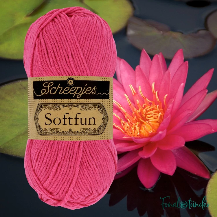 Scheepjes Softfun 2495 Hot Pink - élénk rózaszín - pamut-akril fonal - yarn blend