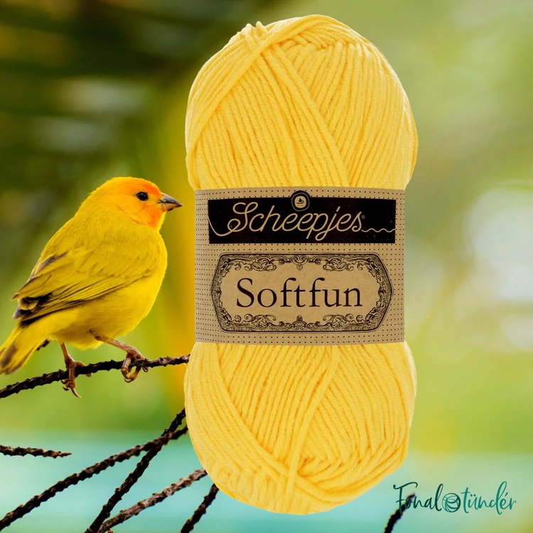 Scheepjes Softfun 2518 Canary yellow - citromsárga - pamut-akril fonal - yarn blend
