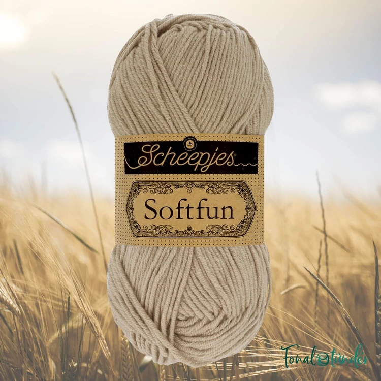 Scheepjes Softfun 2533 - light brown - drapp - pamut-akril fonal - yarn blend