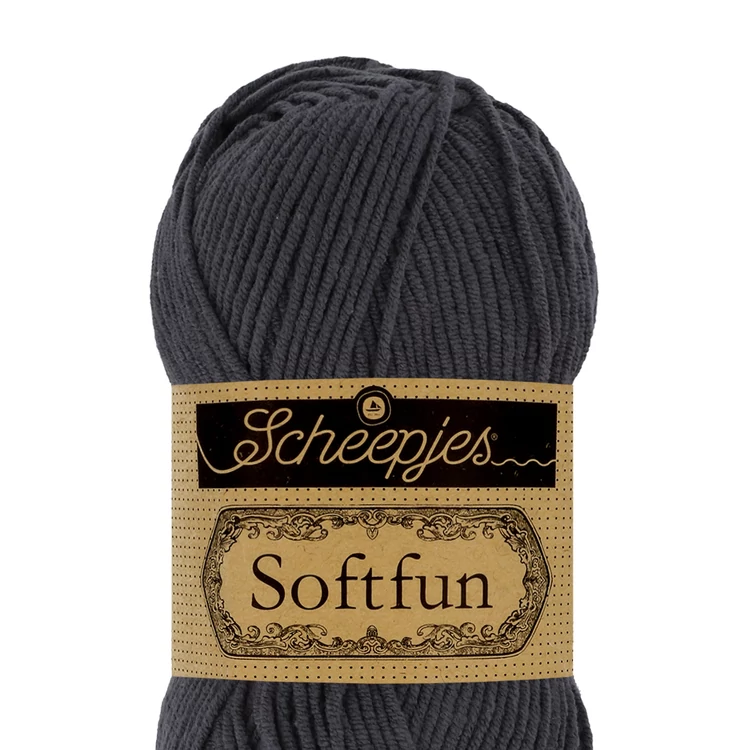 Scheepjes Softfun 2601 Graphite - dark gray - sötét szürke - pamut-akril fonal - yarn blend