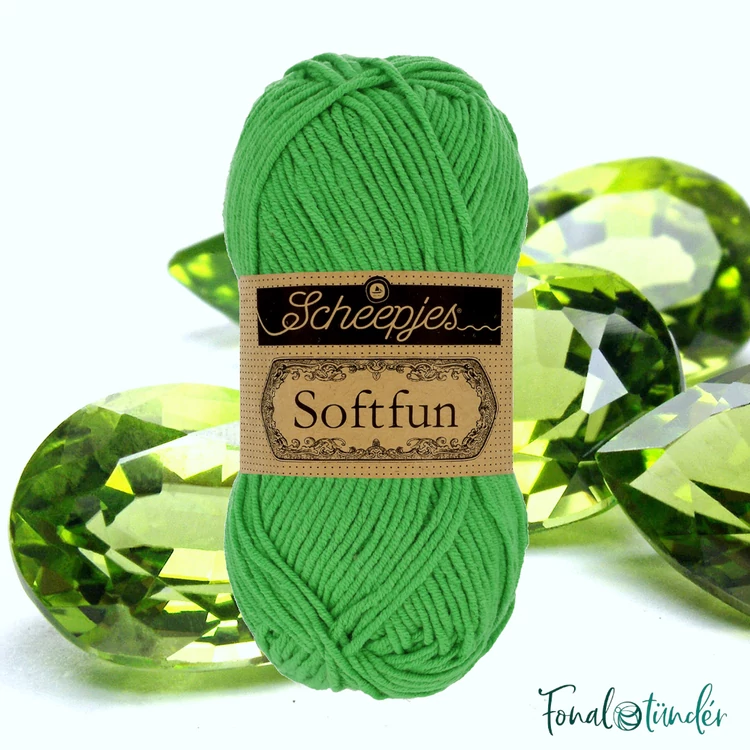 Scheepjes Softfun 2605 Emerald - vivid green - smaragdzöld - pamut-akril fonal - yarn blend