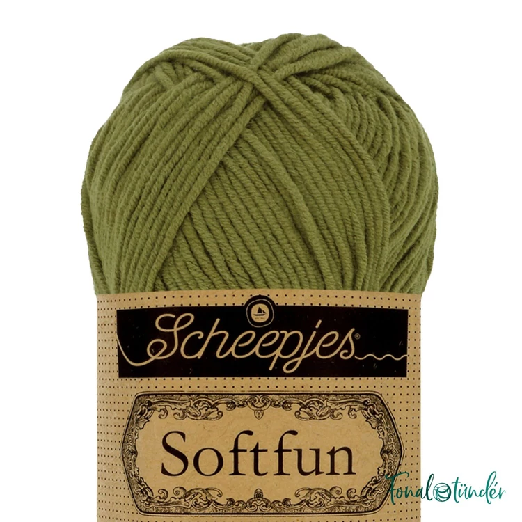 Scheepjes Softfun 2616 Pickle green - zöld pamut-akril fonal - yarn blend