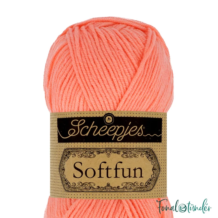Scheepjes Softfun 2636 Soft Coral - red - világos korallpiros - pamut-akril fonal - yarn blend - 3