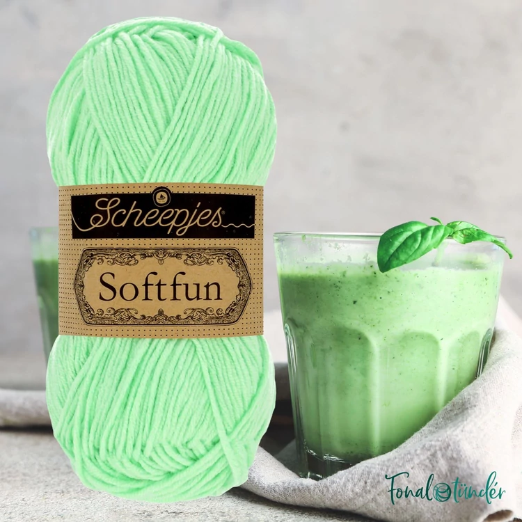 Scheepjes Softfun 2640 Mint green - menta zöld - pamut-akril fonal - yarn blend