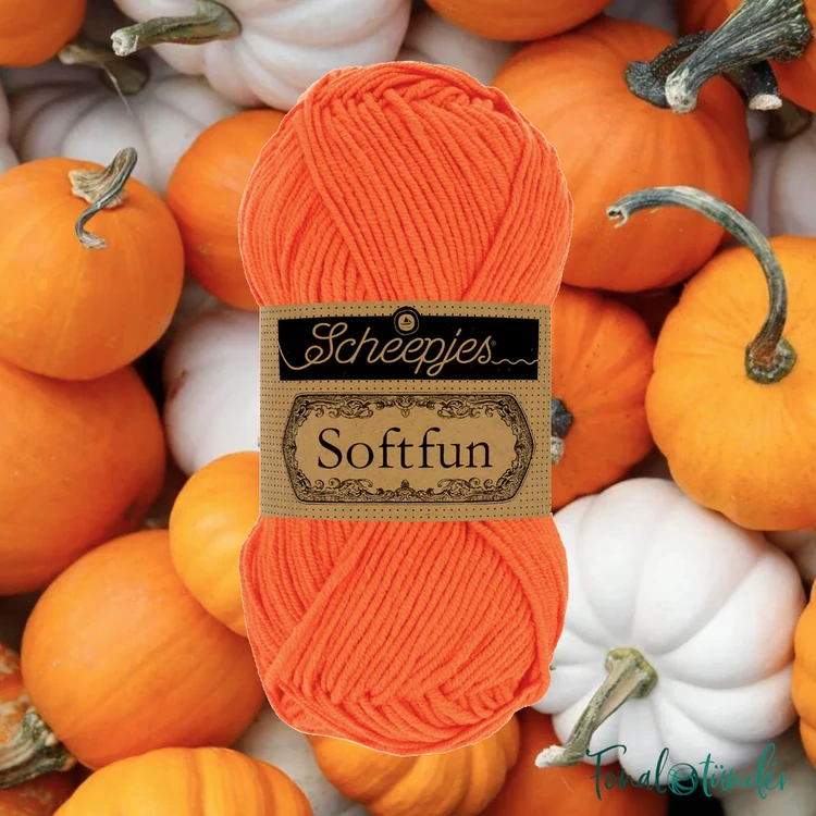 Scheepjes Softfun 2651 Pumpkin - orange - narancssárga - pamut-akril fonal - yarn blend - kép2