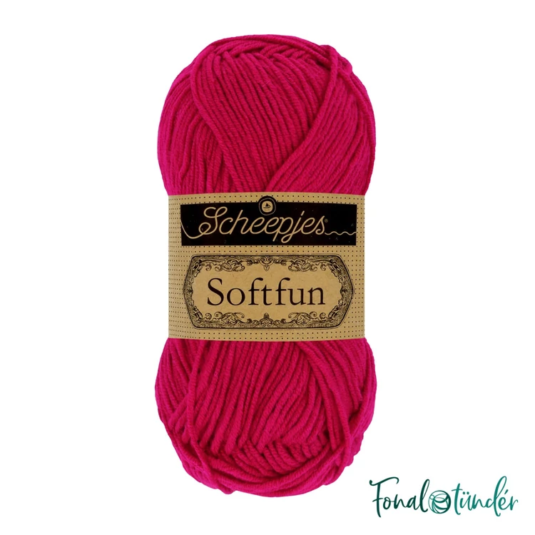 Scheepjes Softfun 2655 Cerise - vivid red - élénk piros - pamut-akril fonal - yarn blend