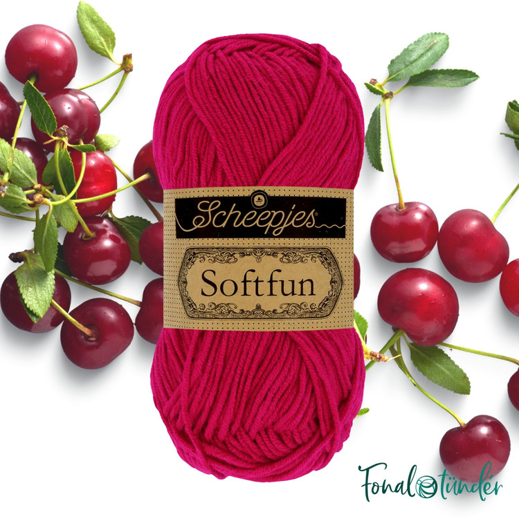Scheepjes Softfun 2655 Cerise - cseresznyepiros fonal Scheepjes Softfun 2655 Cerise - cseresznyepiros fonal