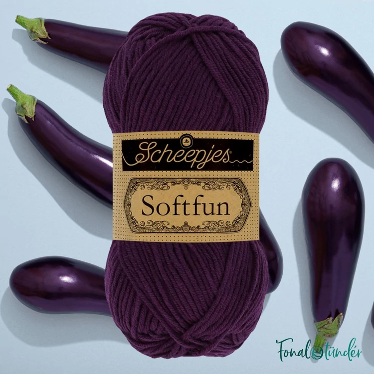 Scheepjes Softfun 2656 Aubergine purple - padlizsán lila - pamut-akril fonal - yarn blend