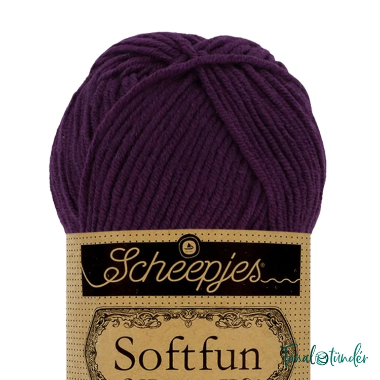 Scheepjes Softfun 2656 Aubergine purple - padlizsán lila - pamut-akril fonal - yarn blend