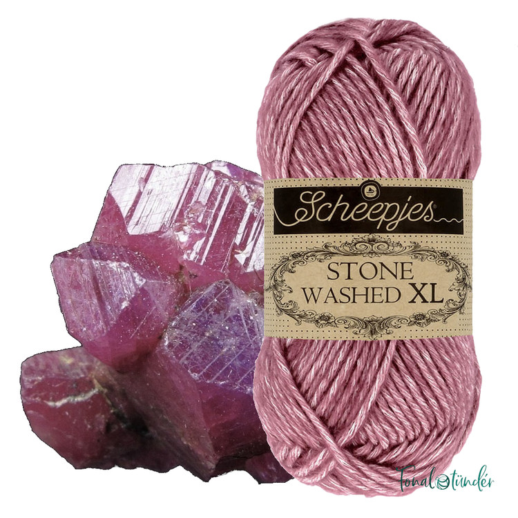 Scheepjes Stone Washed XL 848 Corundum Ruby - lilás-vörös fonal