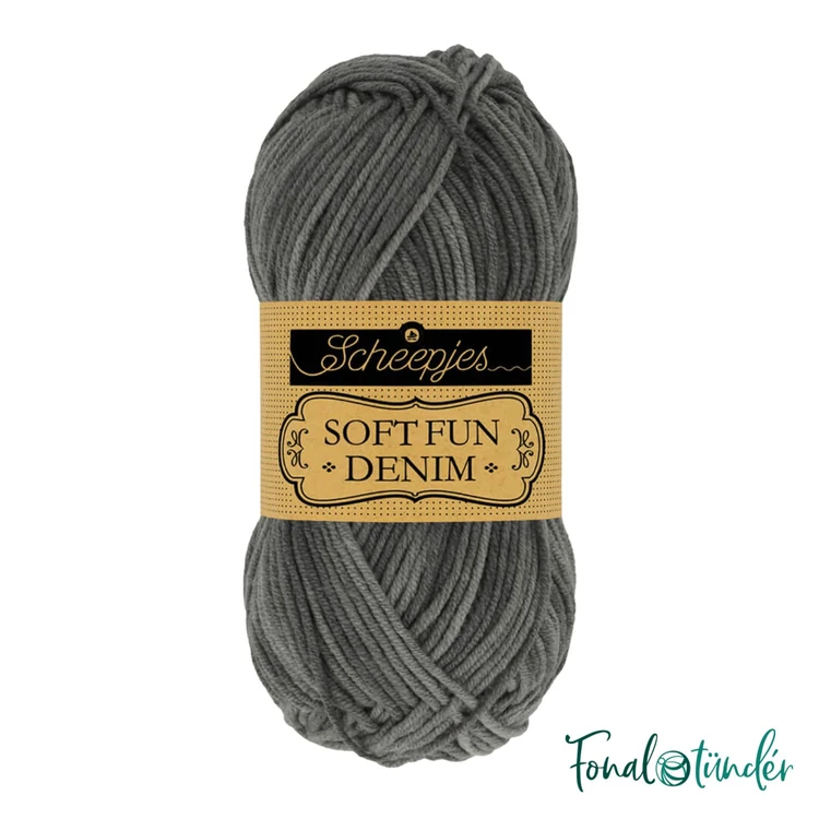 Scheepjes Softfun Denim 502 - gray - sötétszürke - pamut-akril fonal - yarn blend