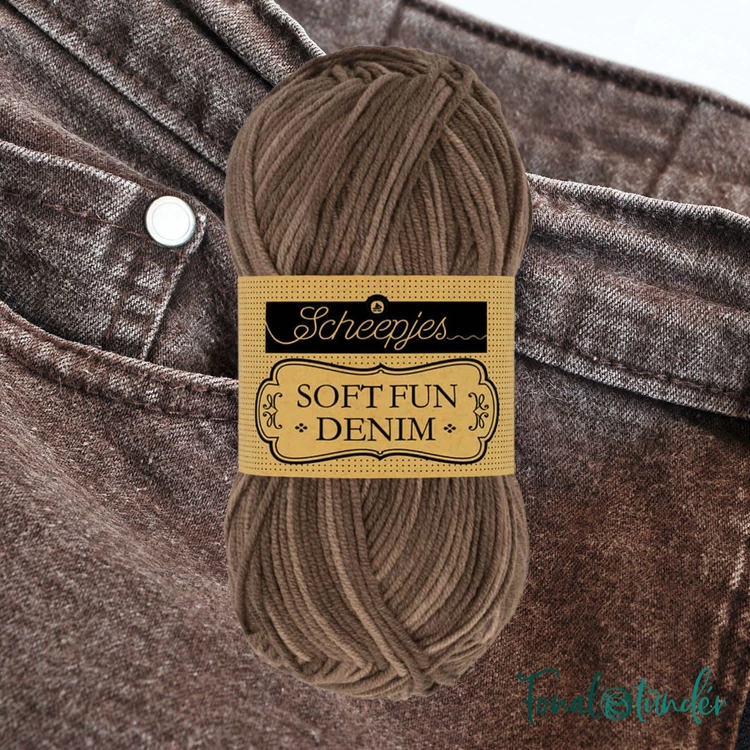 Scheepjes Softfun Denim 510 - brown - barna - pamut-akril fonal - yarn blend - 02