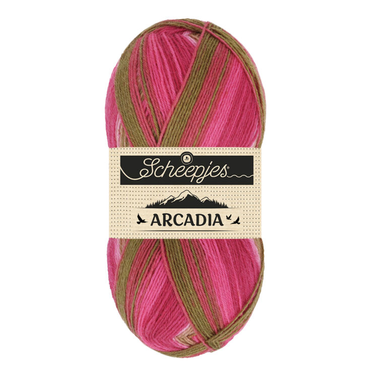 Scheepjes Arcadia 904 Sakura - rózsaszín-zöld gyapjú zoknifonal - wool sockyarn