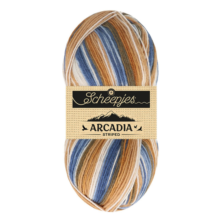 Scheepjes Arcadia Striped - 910 Timber - csíkos zoknifonal