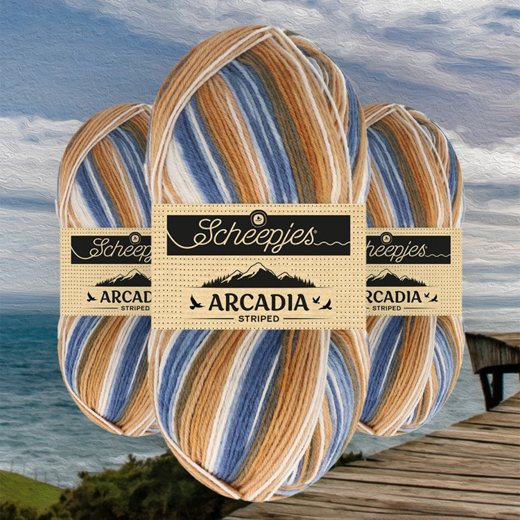 Scheepjes Arcadia Striped - 910 Timber - csíkos zoknifonal