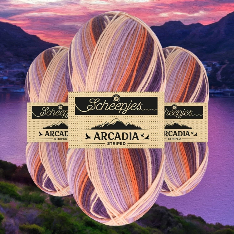 Scheepjes Arcadia 911 Twilight - csíkos gyapjú zoknifonal - wool sockyarn