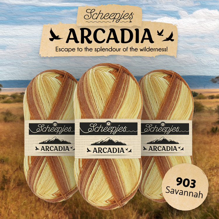Scheepjes Arcadia 903 Savannah - arany-sárga fonal